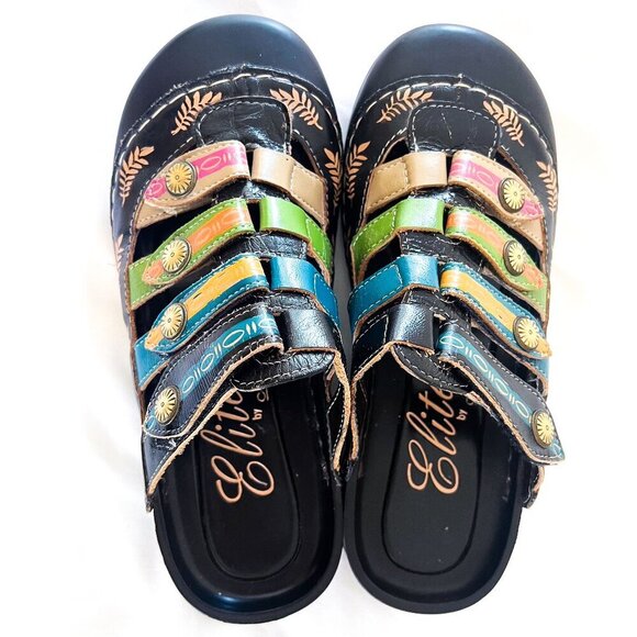 Corkys Elite Heidi Hand-painted Leather Mules Sandal Bump Toe Womens - Picture 8 of 12